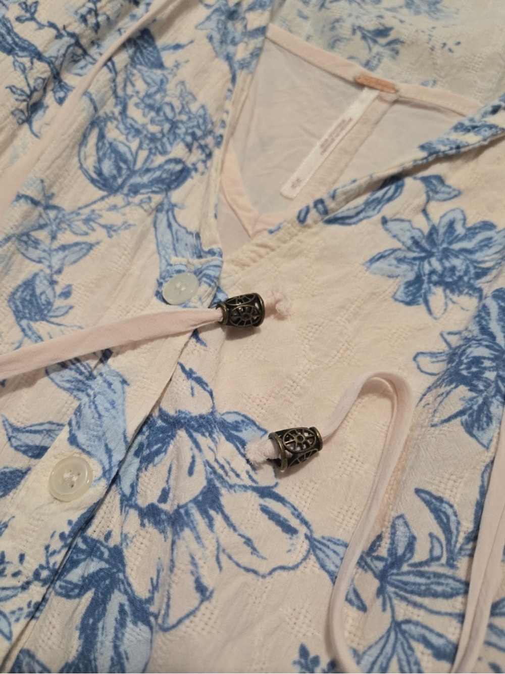Free People White Mini Dress with Blue Floral Print - Picture 7 of 9